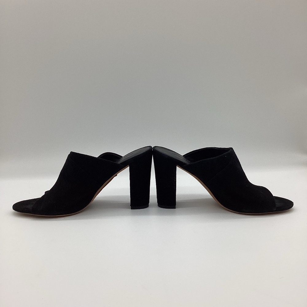 1966. Vince Black Suede Open-Toe Block Heel Mules Size 9 NWT